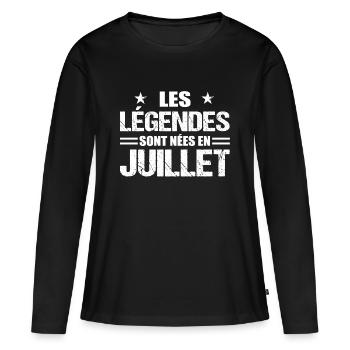 Cadeau anniversaire mois de juillet légende - T-shirt manches longues Premium bio Femme - noir - Devant - Julia (174cm)