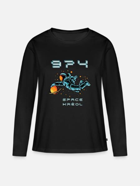 974 SPACE KRÉOL - Frauen Premium Bio Langarmshirt - Schwarz