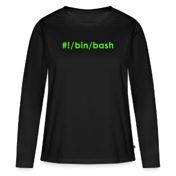 Unix Linux Bash - T-shirt manches longues Premium bio Femme - noir - Devant - Julia (174cm)
