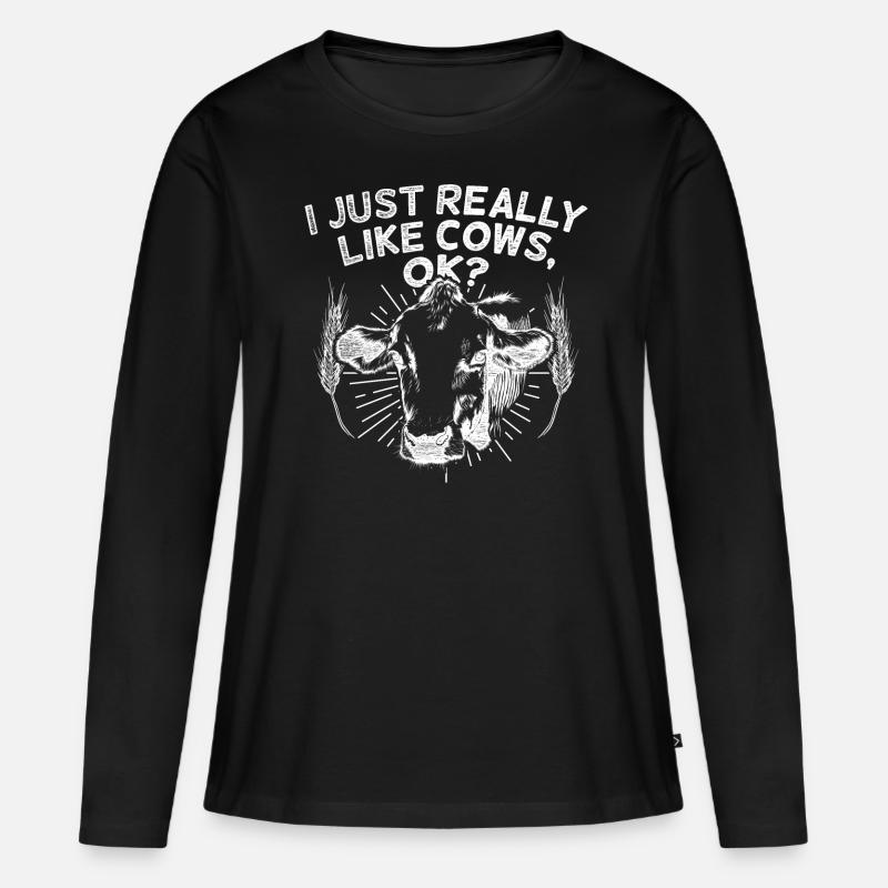 Kuh - Frauen Premium Bio Langarmshirt - Schwarz