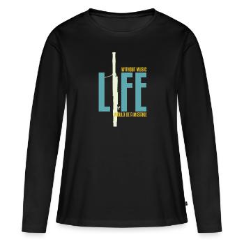 Cadeau d'instrument basson basson - T-shirt manches longues Premium bio Femme - noir - Devant - Julia (174cm)