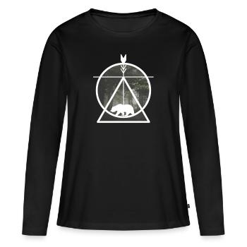 Duester naturel du chamane de la forêt de Baer - T-shirt manches longues Premium bio Femme - noir - Devant - Julia (174cm)