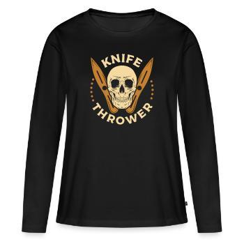 Couteau squelette cadeau squelette - T-shirt manches longues Premium bio Femme - noir - Devant - Julia (174cm)
