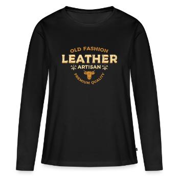 Lederhandwerk Artisan Fashion - Frauen Premium Bio Langarmshirt - Schwarz - Vorne - Julia (174cm)