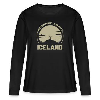 Islande île pays île cadeau - T-shirt manches longues Premium bio Femme - noir - Devant - Julia (174cm)