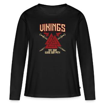 Wikinger - Frauen Premium Bio Langarmshirt - Schwarz - Vorne - Julia (174cm)