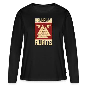 Wikinger - Frauen Premium Bio Langarmshirt - Schwarz - Vorne - Julia (174cm)