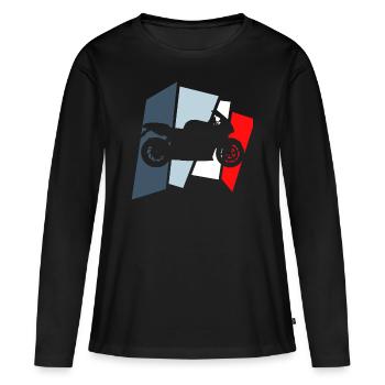 moteur de course moto rétro - T-shirt manches longues Premium bio Femme - noir - Devant - Julia (174cm)