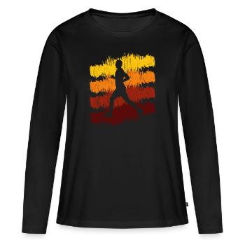 Jogging - T-shirt manches longues Premium bio Femme - noir - Devant - Julia (174cm)