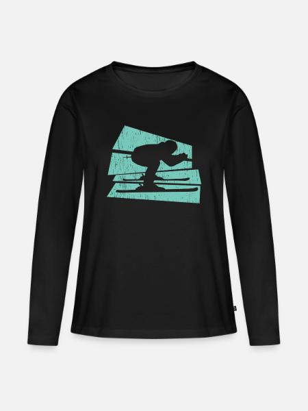 Skifahren - Frauen Premium Bio Langarmshirt - Schwarz