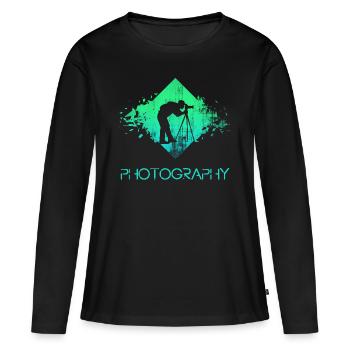fotograf - Frauen Premium Bio Langarmshirt - Schwarz - Vorne - Julia (174cm)