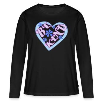 Soyez gentil - T-shirt manches longues Premium bio Femme - noir - Devant - Julia (174cm)