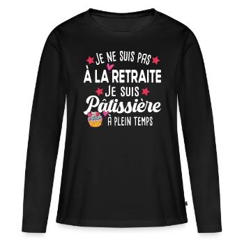 Pâtissière Pâtisserie Pâtisseries Métier Humour - T-shirt manches longues Premium bio Femme - noir - Devant - Julia (174cm)