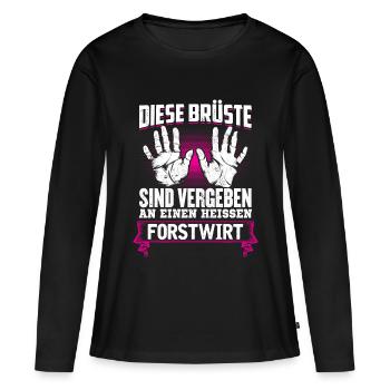 FORSTWIRT - Brüste - Frauen Premium Bio Langarmshirt - Schwarz - Vorne - Julia (174cm)