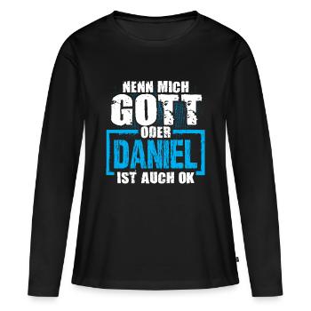 DANIEL - ok - Frauen Premium Bio Langarmshirt - Schwarz - Vorne - Julia (174cm)