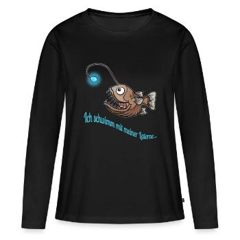 Anglerfisch - Frauen Premium Bio Langarmshirt - Schwarz - Vorne - Julia (174cm)