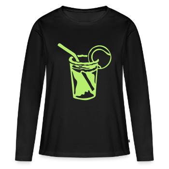 tennis verre cocktail paille balle - T-shirt manches longues Premium bio Femme - noir - Devant - Julia (174cm)