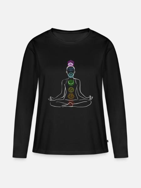 Chakra - Frauen Premium Bio Langarmshirt - Schwarz