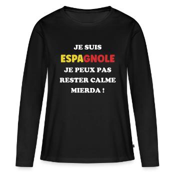 Je suis espagnole - T-shirt manches longues Premium bio Femme - noir - Devant - Julia (174cm)