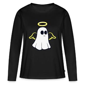 Ange gardien fantôme - T-shirt manches longues Premium bio Femme - noir - Devant - Julia (174cm)