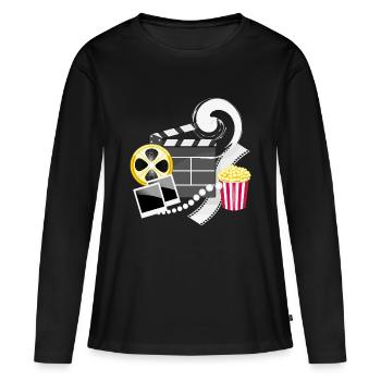 Industrie du film rétro - T-shirt manches longues Premium bio Femme - noir - Devant - Julia (174cm)