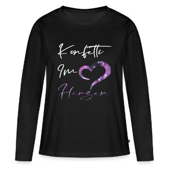 Konfetti im Herzen.. - Frauen Premium Bio Langarmshirt - Schwarz - Vorne - Julia (174cm)