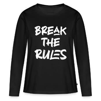 Break the rules - T-shirt manches longues Premium bio Femme - noir - Devant - Julia (174cm)