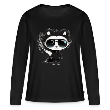 Cute Skunk Stinker with Sunglasses black and white - Women's Premium Organic Long Sleeve Shirt - black - Front - Julia (174cm)