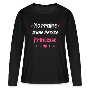 Marraine d'une princesse - T-shirt manches longues Premium bio Femme - noir - Devant - Julia (174cm)