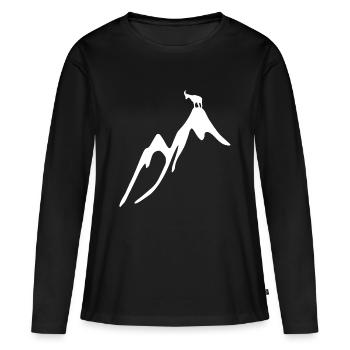 Steinbock auf Berg - Frauen Premium Bio Langarmshirt - Schwarz - Vorne - Julia (174cm)