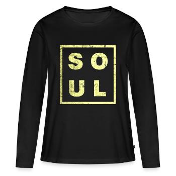 ÂME MINIMALE - T-shirt manches longues Premium bio Femme - noir - Devant - Julia (174cm)