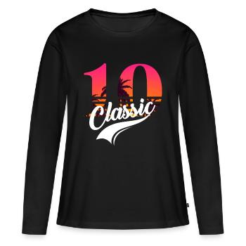 10-jarig jubileum-10 jaar - Vrouwen Premium Bio shirt met lange mouwen - zwart - Voor - Julia (174cm)