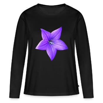 fleur pourpre - T-shirt manches longues Premium bio Femme - noir - Devant - Julia (174cm)