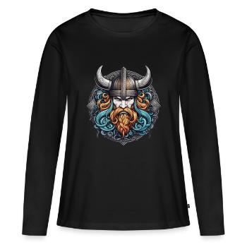 Wikinger Odin Thor Walhalla - Frauen Premium Bio Langarmshirt - Schwarz - Vorne - Julia (174cm)
