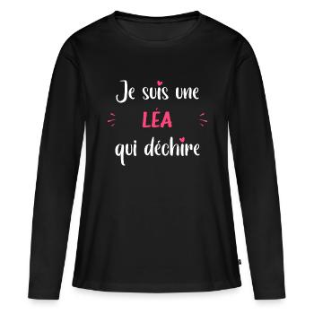 léa - T-shirt manches longues Premium bio Femme - noir - Devant - Julia (174cm)