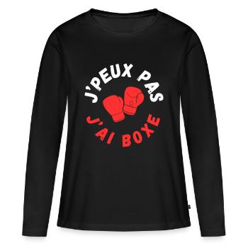 J'PEUX PAS J 'AI BOXE - T-shirt manches longues Premium bio Femme - noir - Devant - Julia (174cm)