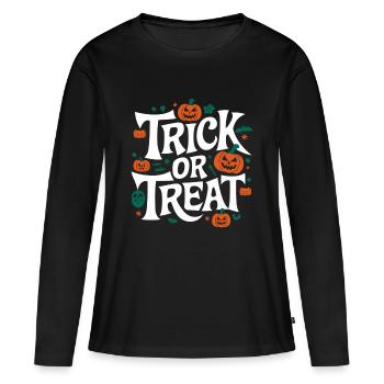 Trick or Treat - Frauen Premium Bio Langarmshirt - Schwarz - Vorne - Julia (174cm)