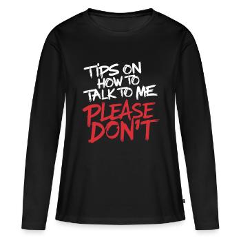 Introverti et sans conversation - T-shirt manches longues Premium bio Femme - noir - Devant - Julia (174cm)
