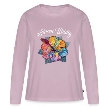 Bloom Wildly – Hibiscus Flower Color Burst - Women's Premium Organic Long Sleeve Shirt - dusky pink - Front - Julia (174cm)