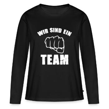 Nous sommes une équipe - T-shirt manches longues Premium bio Femme - noir - Devant - Julia (174cm)