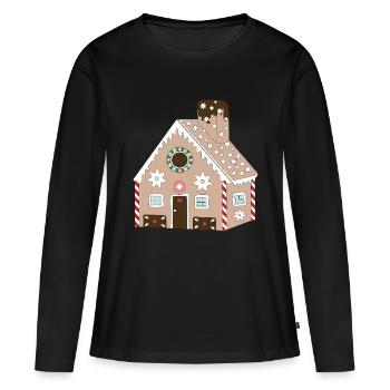Maison en pain d’épices - T-shirt manches longues Premium bio Femme - noir - Devant - Julia (174cm)