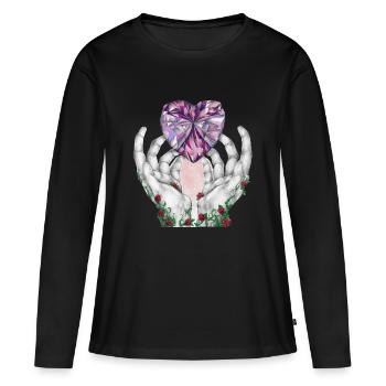 07. Liebesseele - Frauen Premium Bio Langarmshirt - Schwarz - Vorne - Julia (174cm)