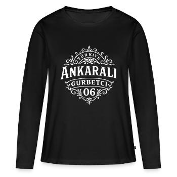Ankara - T-shirt manches longues Premium bio Femme - noir - Devant - Julia (174cm)