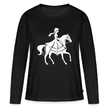 Cavalier - T-shirt manches longues Premium bio Femme - noir - Devant - Julia (174cm)