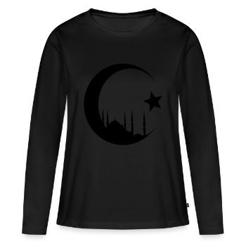 Crescent with mosque - Women's Premium Organic Long Sleeve Shirt - black - Front - Julia (174cm)
