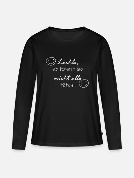 Lächle - Frauen Premium Bio Langarmshirt - Schwarz