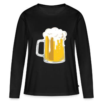 Chope à bière - T-shirt manches longues Premium bio Femme - noir - Devant - Julia (174cm)