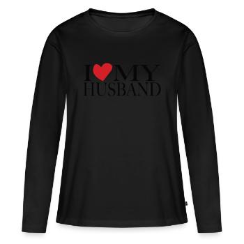 Ich liebe meinen Mann - Frauen Premium Bio Langarmshirt - Schwarz - Vorne - Julia (174cm)