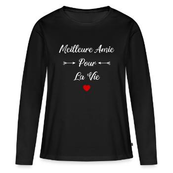 meilleure amie pour la vie - T-shirt manches longues Premium bio Femme - noir - Devant - Julia (174cm)