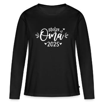 Stolze Oma 2025 Geschenkidee - Frauen Premium Bio Langarmshirt - Schwarz - Vorne - Julia (174cm)